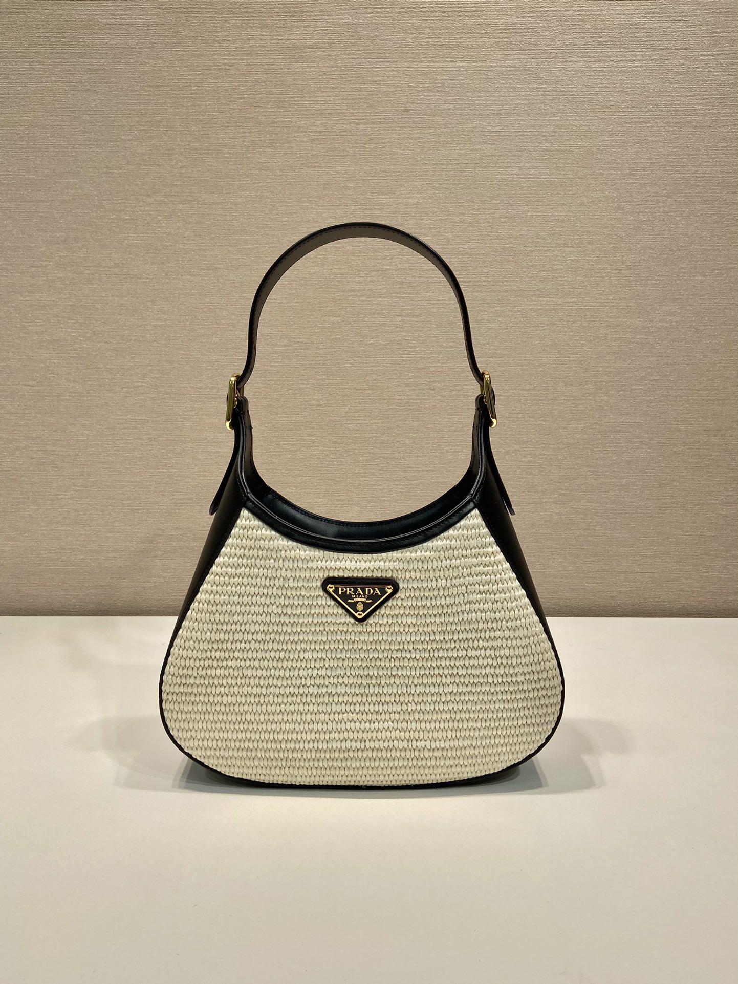 Pra*a fabric and leather shoulder bag