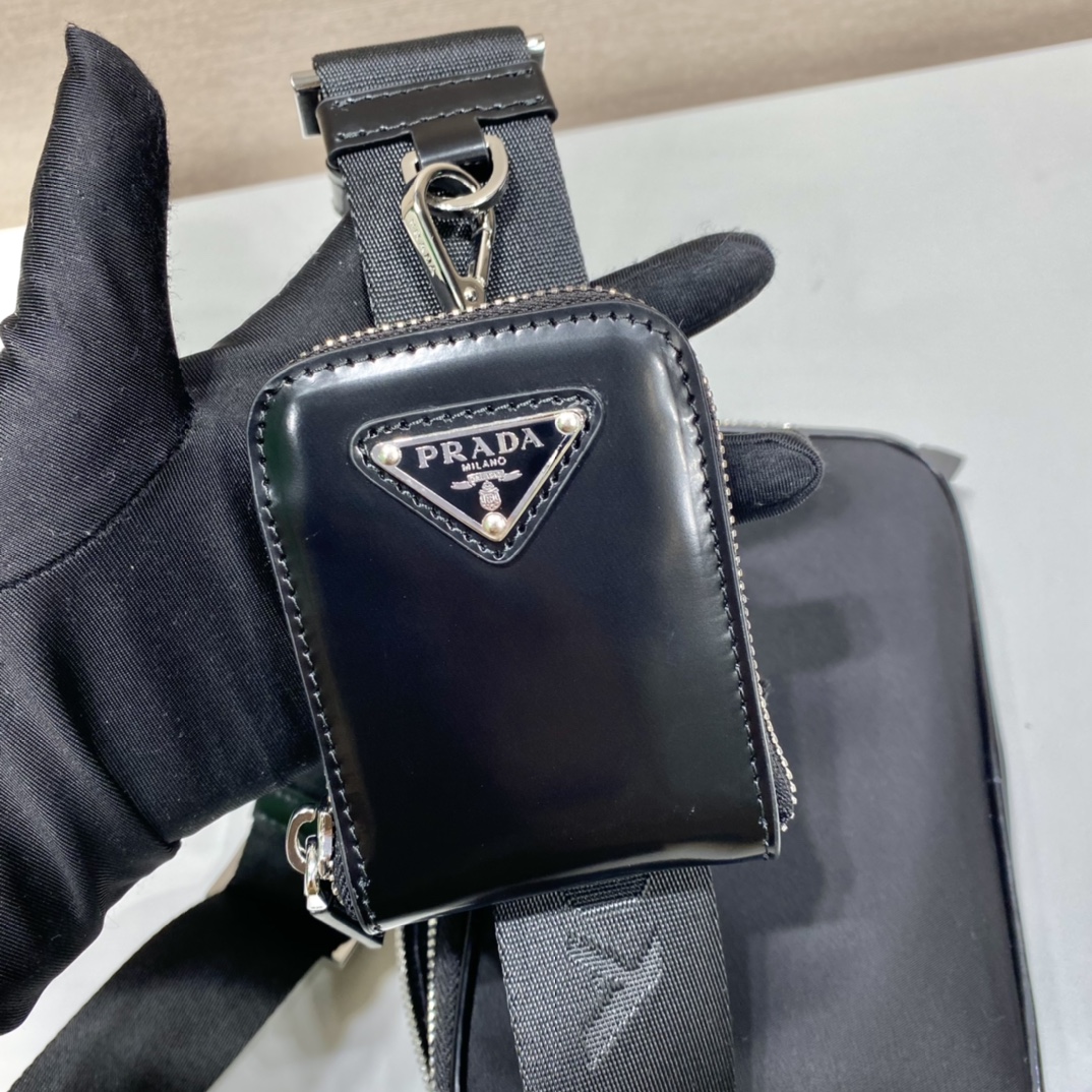Pra*a re-nylon and saffiano leather shoulder bag
