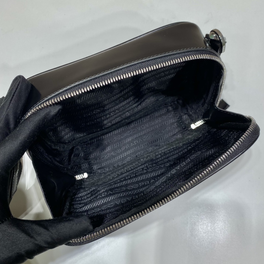 Pra*a re-nylon and saffiano leather shoulder bag