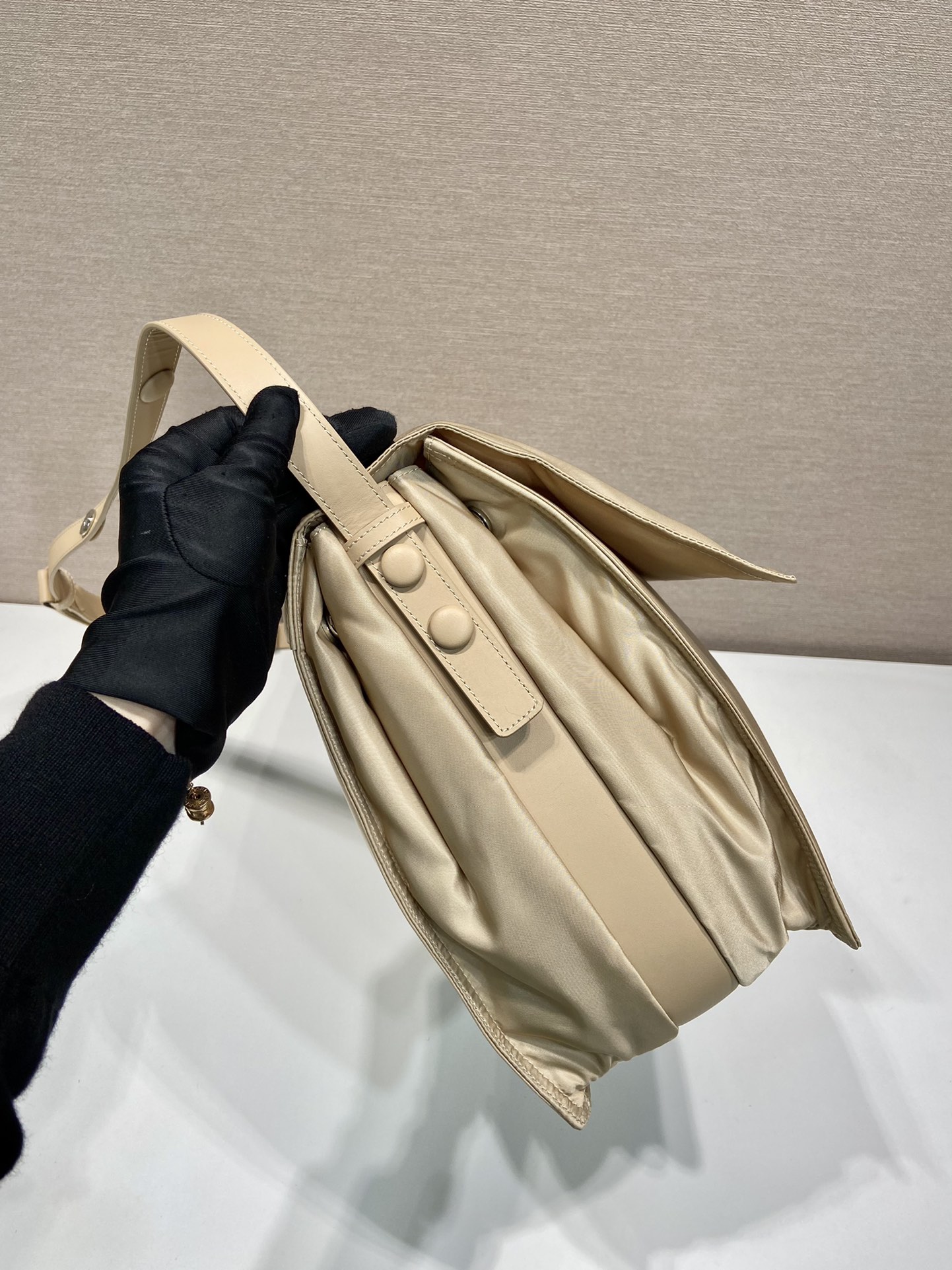 Pra*a black re-nylon large padded shoulder bag