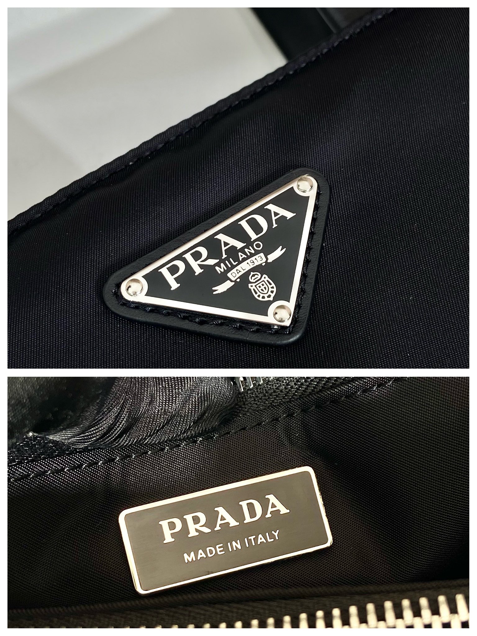 Pra*a black re-nylon padded tote bag