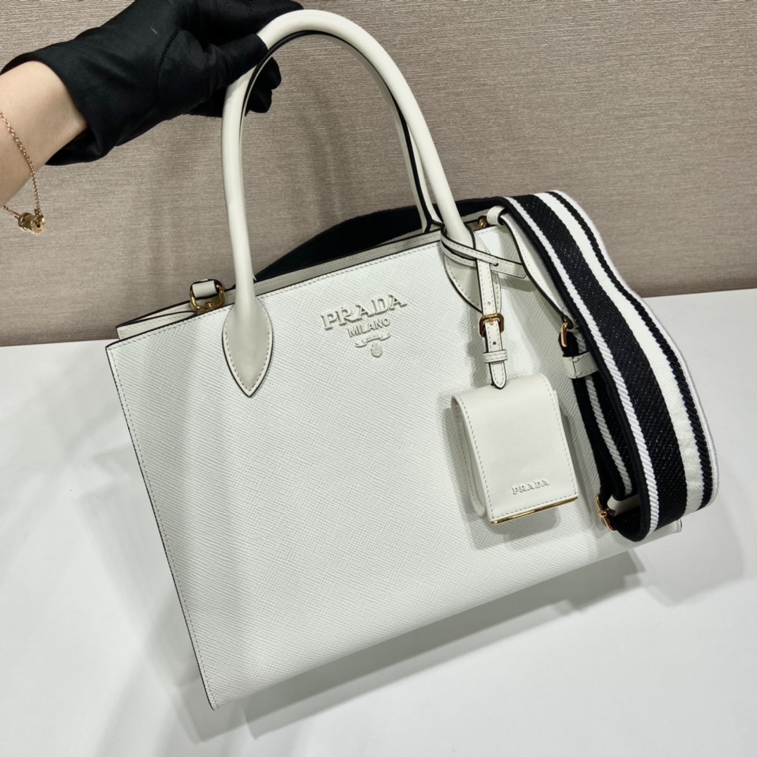 Pra*a monochrome medium saffiano bag
