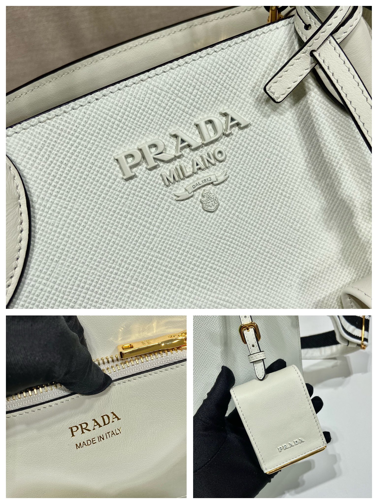 Pra*a monochrome medium saffiano bag