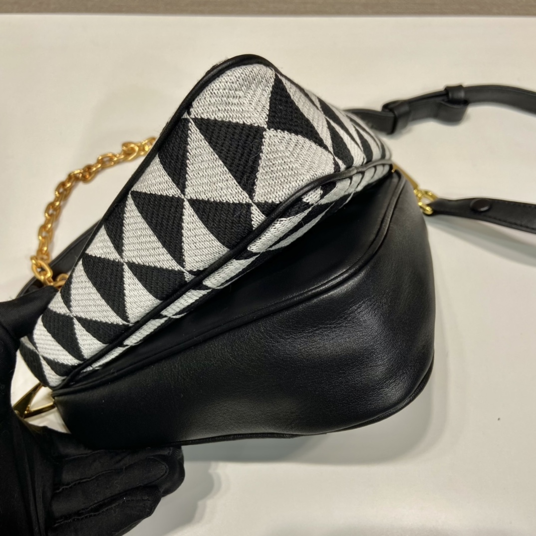 Pra*a symbole leather and fabric mini bag