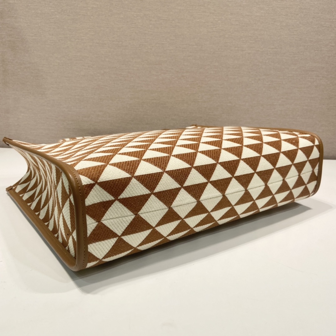 large Pra*a symbole embroidered fabric handbag