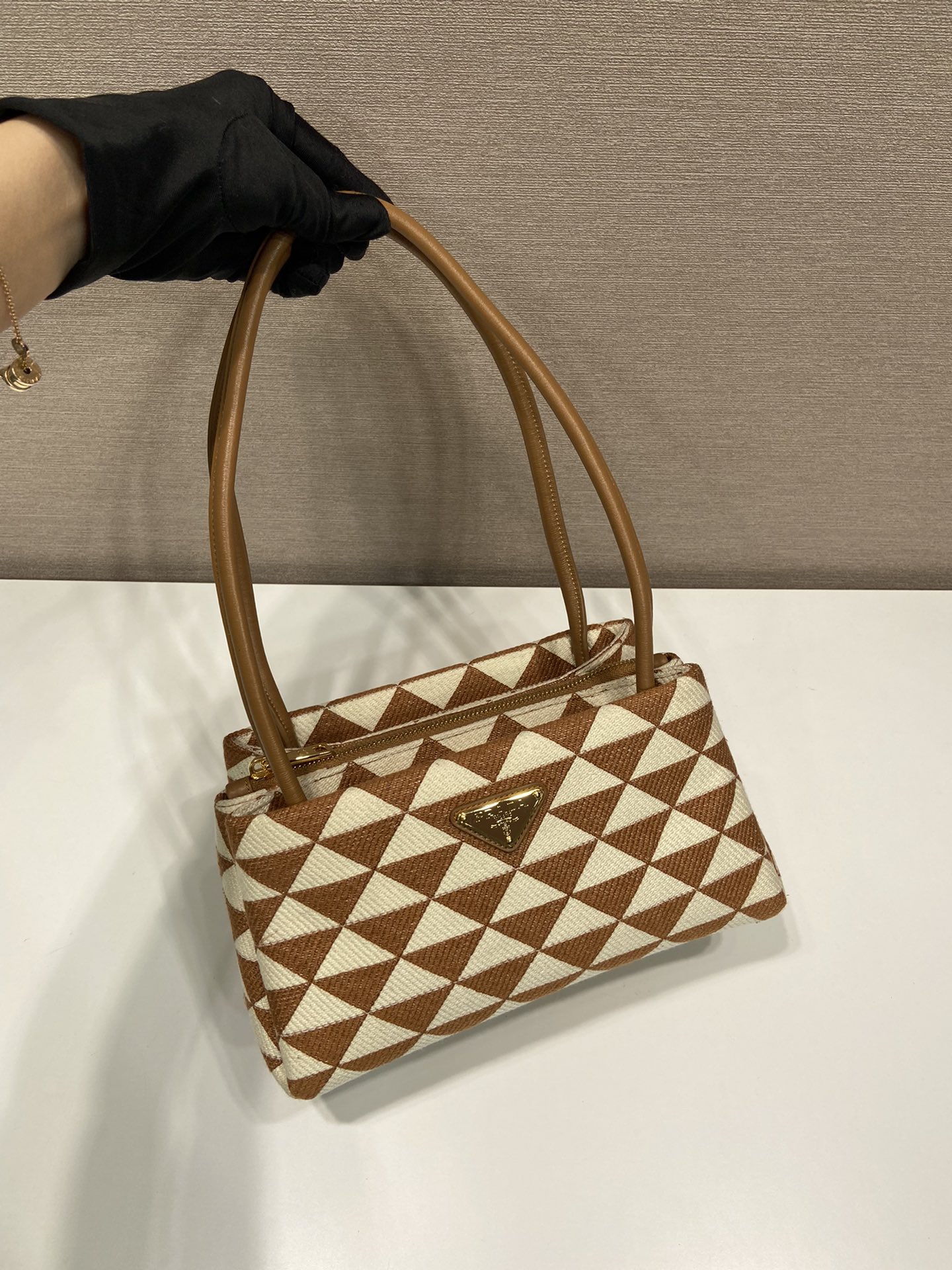 Pra*a small embroidered fabric Pra*a symbole bag