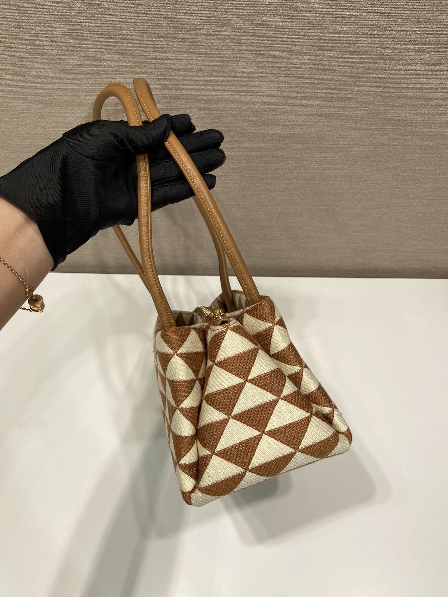 Pra*a small embroidered fabric Pra*a symbole bag