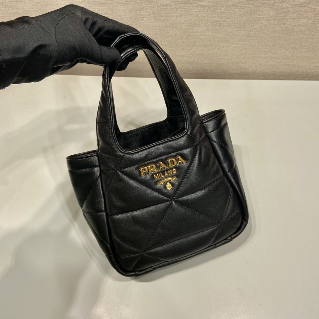 Pra*a small nappa-leather tote bag with topstitching
