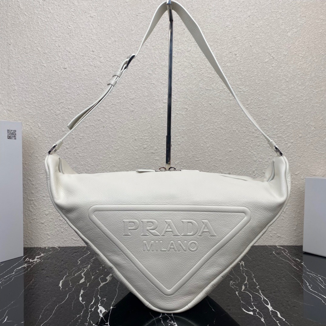 large leather Pra*a triangle bag