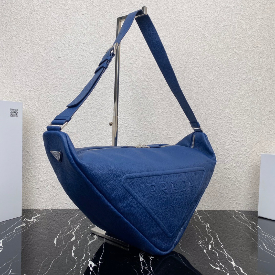 large leather Pra*a triangle bag