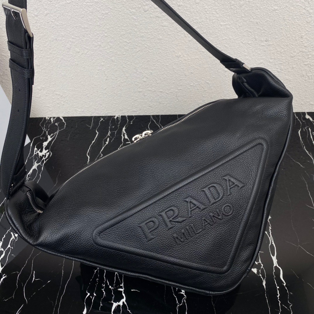 large leather Pra*a triangle bag