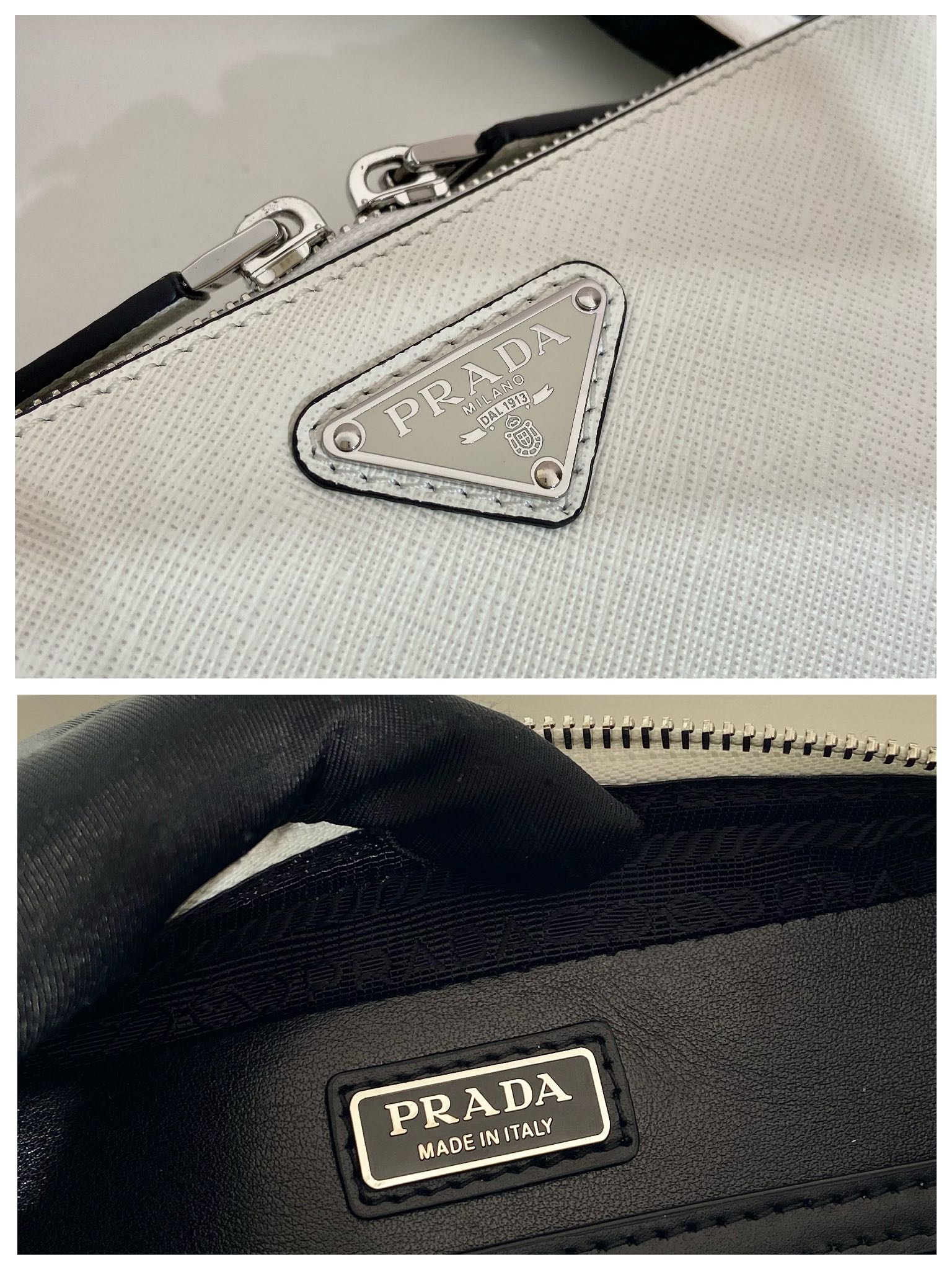 Pra*a brique saffiano leather bag