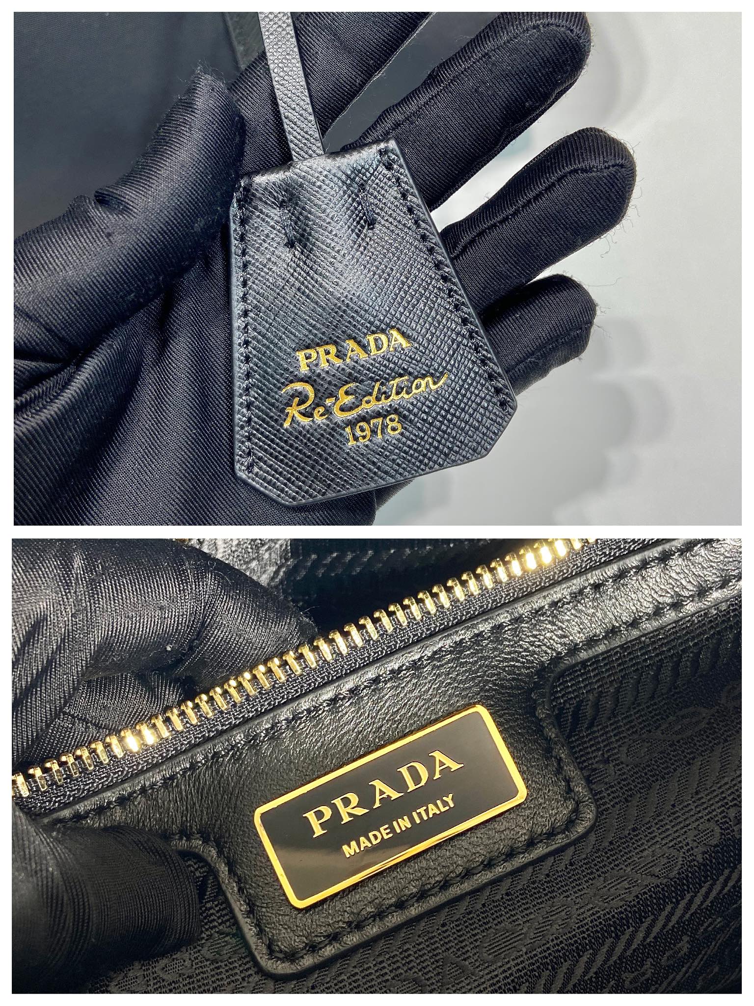 Pra*a re-edition 1978 medium re-nylon and saffiano leather top-handle bag